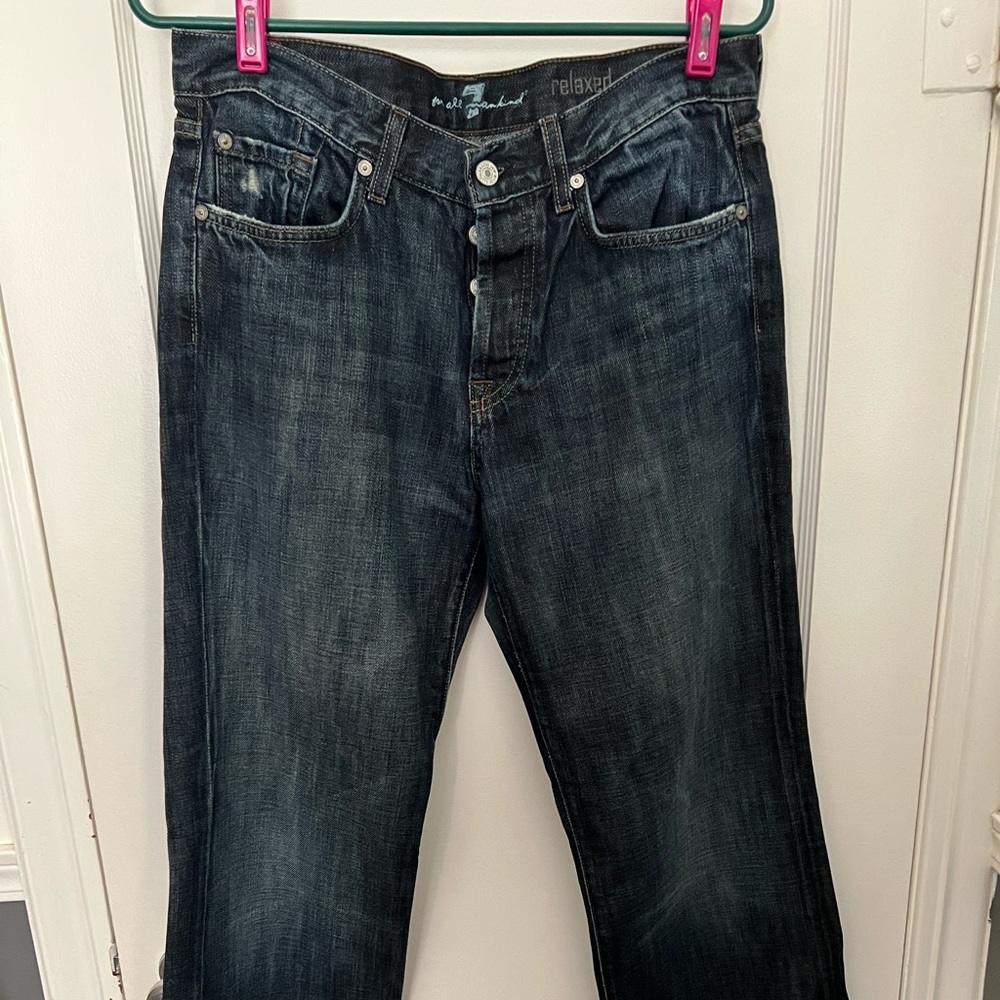 7 For All Mankind Jeans Mens Size 31x31 Blue Straight Relaxed Cotton Dark Denim